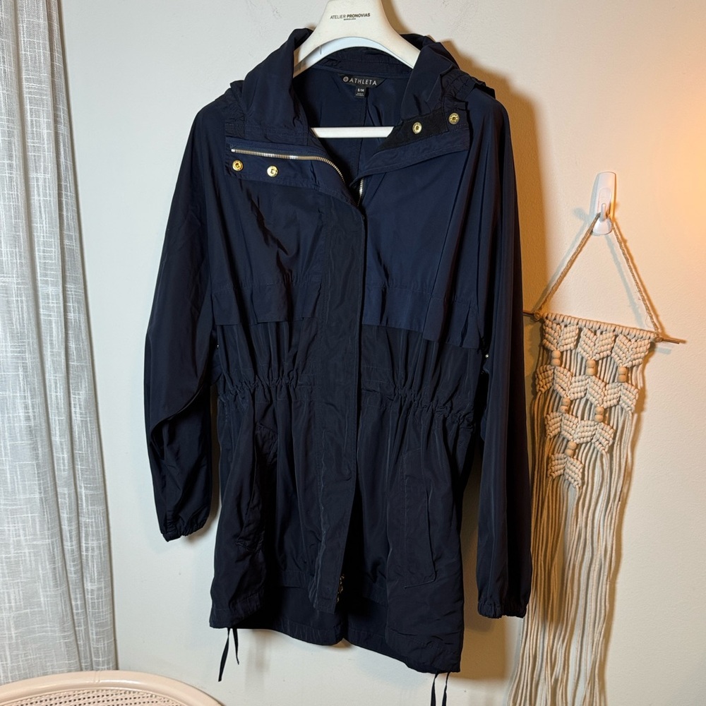 Like New Athleta Navy Windbreaker Long Jacket S/M